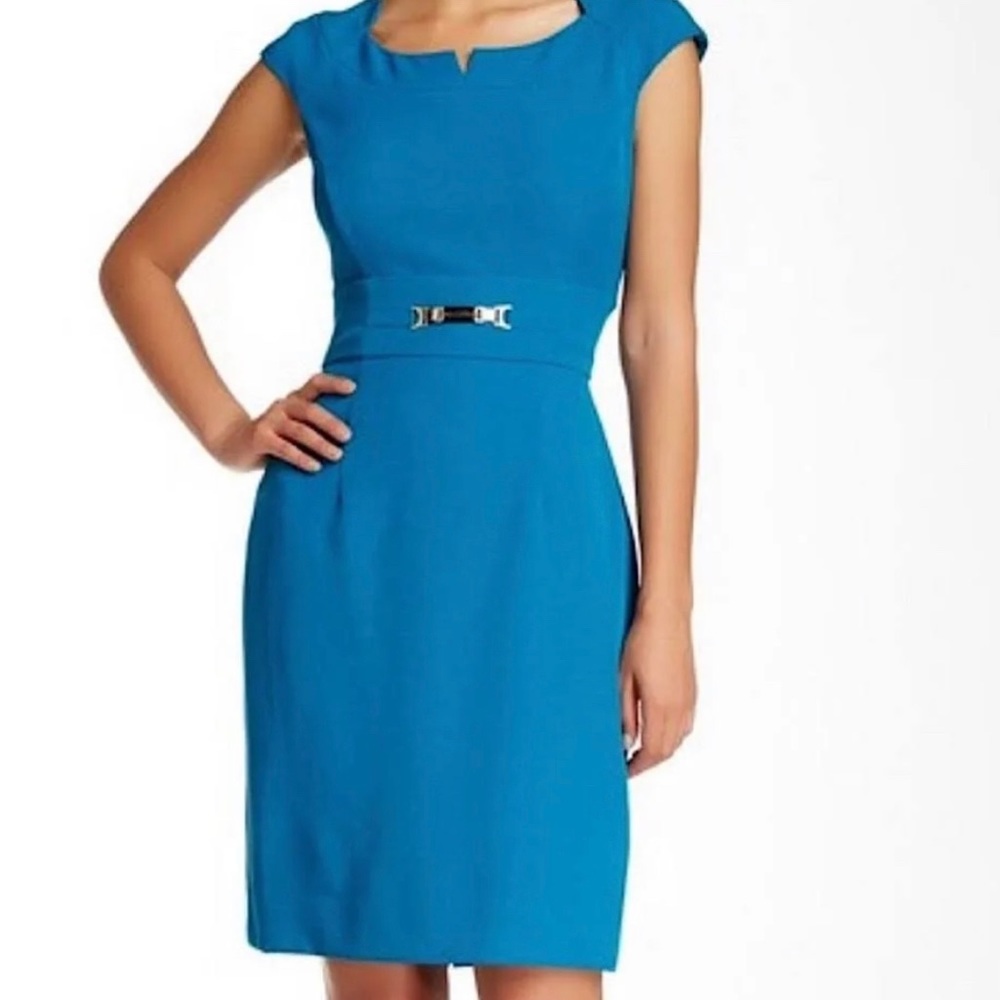 Tahari Blue Cap Sleeve Dress | Women’s Size 8